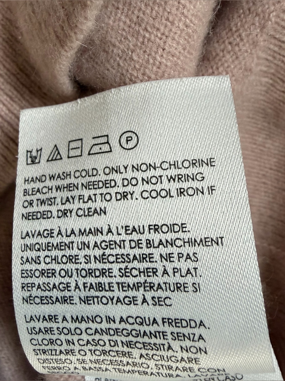 Club Monaco Cashmere Sweater Collar Blush Pink Dusty Rose Size Small Luxury - Picture 7 of 9